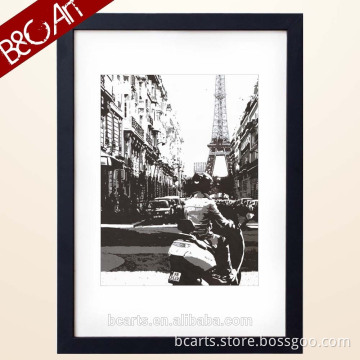 Z(9159) Modern black and white famous Eiffel tower printing on canvas for decor